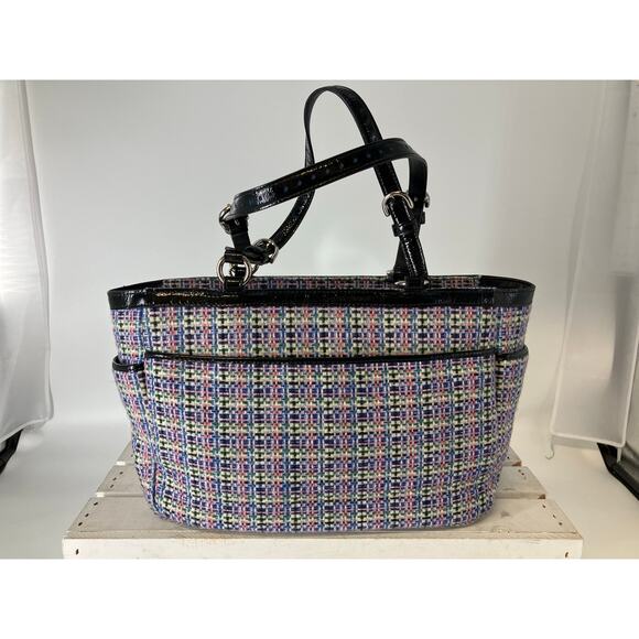 COACH F17699 MULTI COLOR TWEED, PATTON LEATHER SHOULDER BAG - Picture 4 of 16